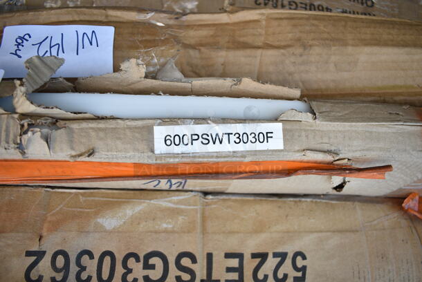 4 BRAND NEW SCRATCH AND DENT! Items; 600CR8 Regency FIFO Wire Can Rack, Regency 600PSWT3030F 30" x 30" Poly Table Top for 30" x 60" Poly Top Table without Backsplash, Regency 460SW3648 Spec Line 36" x 48" NSF Stainless Steel Wire Shelf. 4 Times Your Bid! May Be Missing Pieces.  - Image 4 of 6