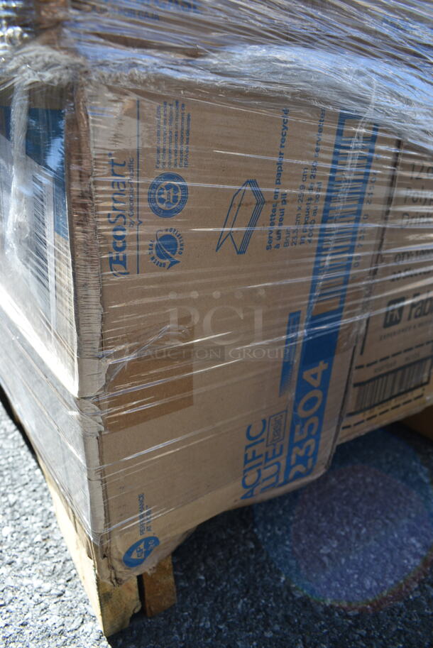 PALLET LOT of 24 BRAND NEW Boxes Including 80853TC Tablecraft 53TC Clear Widemouth Cone Tip Cap for Squeeze Bottles with a 53 mm Opening, 500CC12 Choice Clear PET Customizable Plastic Cold Cup - 12 oz. - 1000/Case, 500MFTN Lavex Natural Brown Kraft M-Fold (Multifold) Towel - 4000/Case, 5002WRAPNAP Choice WrapNap White 1/4 Fold 2-Ply Dinner Napkin 16" x 16" - 3000/Case, 50012DWALLW Choice 12 oz. White Smooth Double Wall Paper Hot Cup - 500/Case, 127P2C Choice Clear Plastic Souffle Cup / Portion Cup - 2 oz. - 2500/Case, 3 Box 500LFLAT Choice Clear Flat Lid with Straw Slot - 9, 12, 16, 20, and 24 oz. - 1000/Case, 303COLOR14YE Acopa Capri 13 3/4" x 10 1/2" Citrus Yellow Oval Stoneware Coupe Platter - 12/Case, 5002DNAP Choice White 2-Ply Dinner Napkin 17" x 15" - 3000/Case, 160TCP54120BK Choice 54" x 120" Rectangular Black 100% Spun Polyester Hemmed Cloth Table Cover. 24 Times Your Bid!  - Image 6 of 12