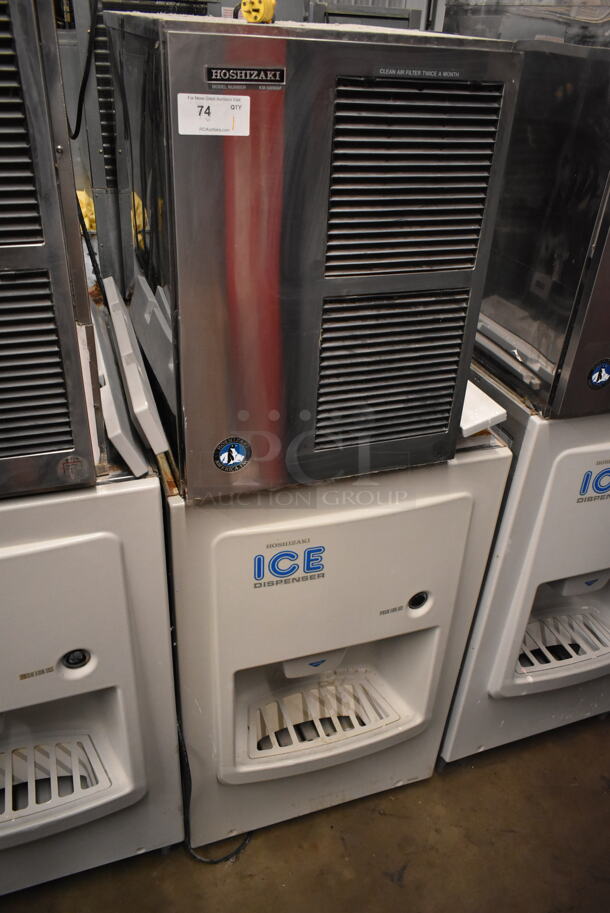 Hoshizaki KM-500MAF Stainless Steel Commercial Ice Machine Head on Hoshizaki DB-200C Commercial Hotel Dispenser Ice Bin. 115-120 Volts, 1 Phase. - Item #1111681