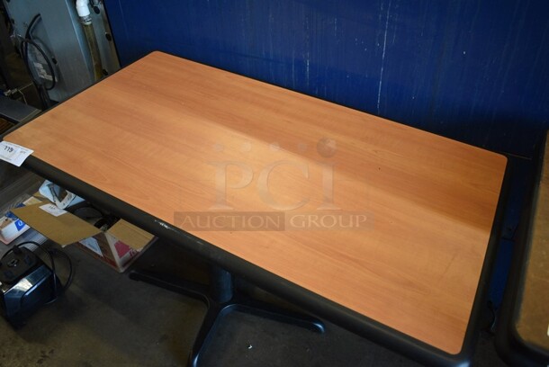 Wood Pattern Table w/ Black Metal Table Base. Stock Picture - Cosmetic Condition May Vary. 44x24x30. - Image 3 of 4