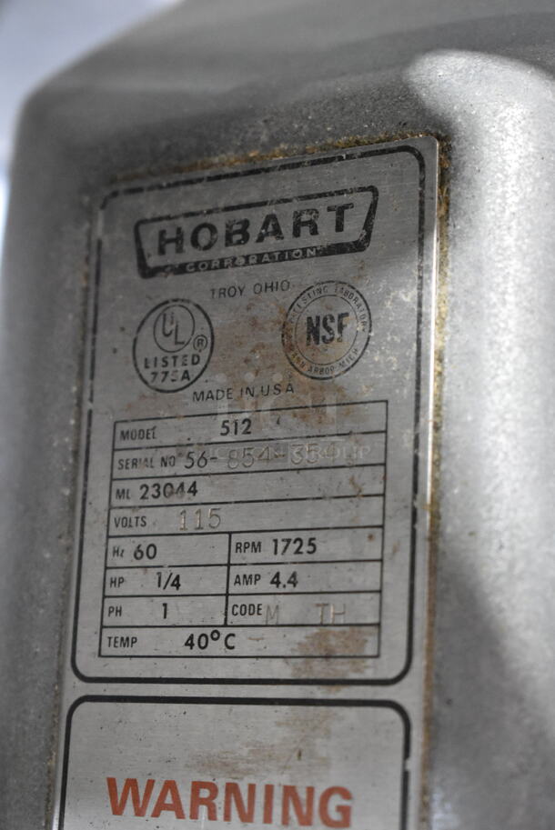 Hobart 512 Stainless Steel Commercial Countertop Meat Slicer. 115 Volts, 1 Phase. Tested and Working! - Image 5 of 5