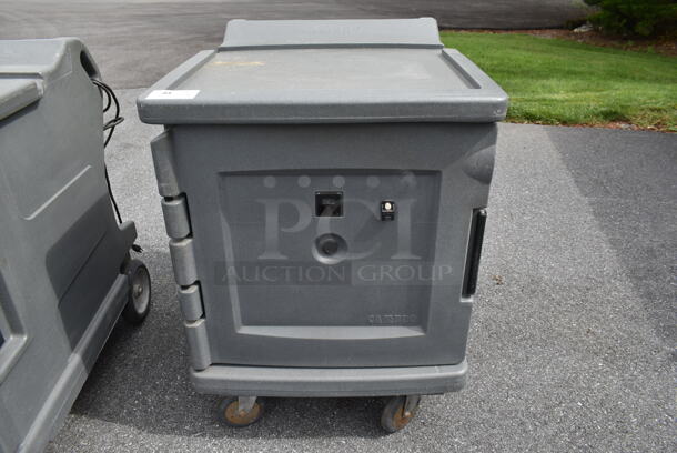 Cambro CMBH1826L Gray Poly Insulated Low Profile Electric Powered Heating / Cooling Food Case on Commercial Casters. 115 Volts, 1 Phase. (outside shed)