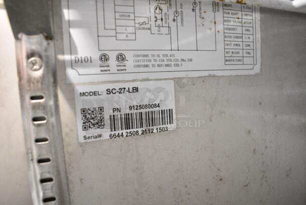 Universal Coolers SC-27-LBI Stainless Steel Commercial Single Door Undercounter Cooler. 115 Volts, 1 Phase. Tested and Powers On But Does Not Get Cold - Image 3 of 3