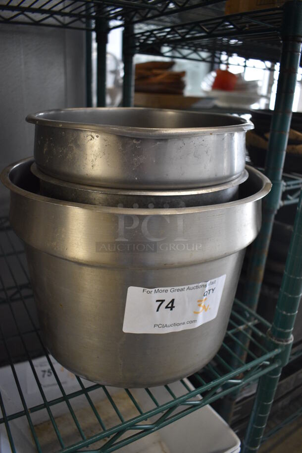 3 Stainless Steel Cylindrical Drop In Bins. Includes 11.5x11.5x8. 3 Times Your Bid! - Image 3 of 3