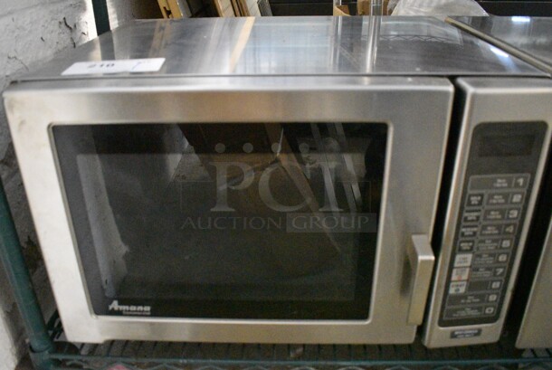Amana Stainless Steel Commercial Countertop Microwave Oven. 21.5x19x14 - Image 1 of 4