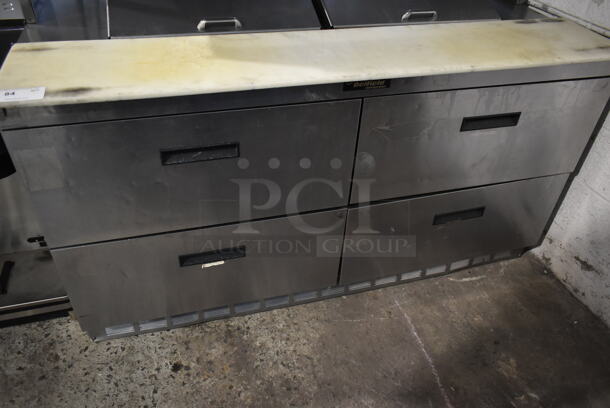 Delfield Stainless Steel Commercial Sandwich Salad Prep Table Bain Marie Mega Top w/ 4 Drawers and 2 Tier Over Shelf. Tested and Working! - Image 3 of 7