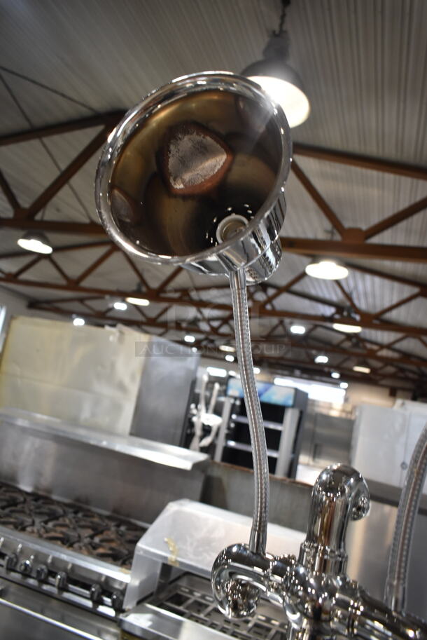 BRAND NEW SCRATCH AND DENT! Hanson DLM Stainless Steel Dual Bulb Warmer. Does Not Include Station.  - Image 5 of 8
