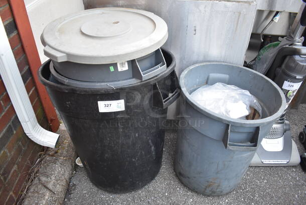 4 Various Trash Cans w/ 1 Lid. Includes 19.5x19.5x23. 4 Times Your Bid! - Image 1 of 3