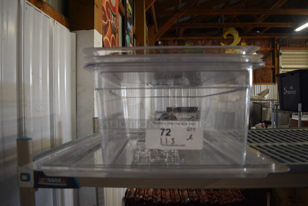 ALL ONE MONEY! Lot of Clear Poly Full Size Drop In Bin, 3 Lids, Poly Lid and 1/3 Size Straining Insert! Includes 1/1x8 - Image 5 of 5