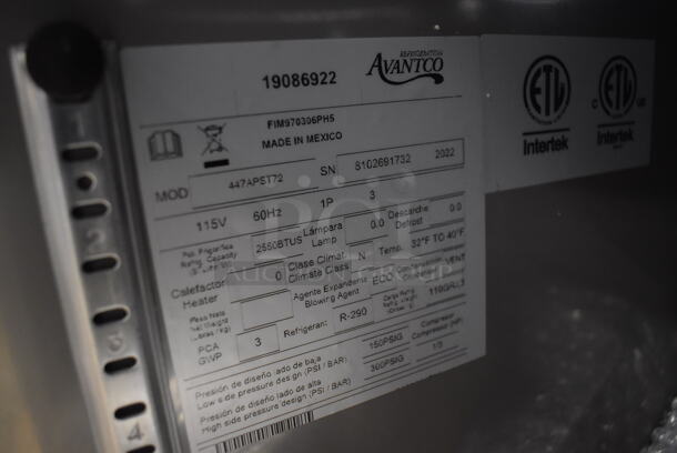BRAND NEW SCRATCH AND DENT! 2022 Avantco 447APST72 Stainless Steel Commercial Sandwich Salad Prep Table Bain Marie Mega Top. 115 Volts, 1 Phase. 72.5x31x39. Tested and Working! - Image 7 of 10