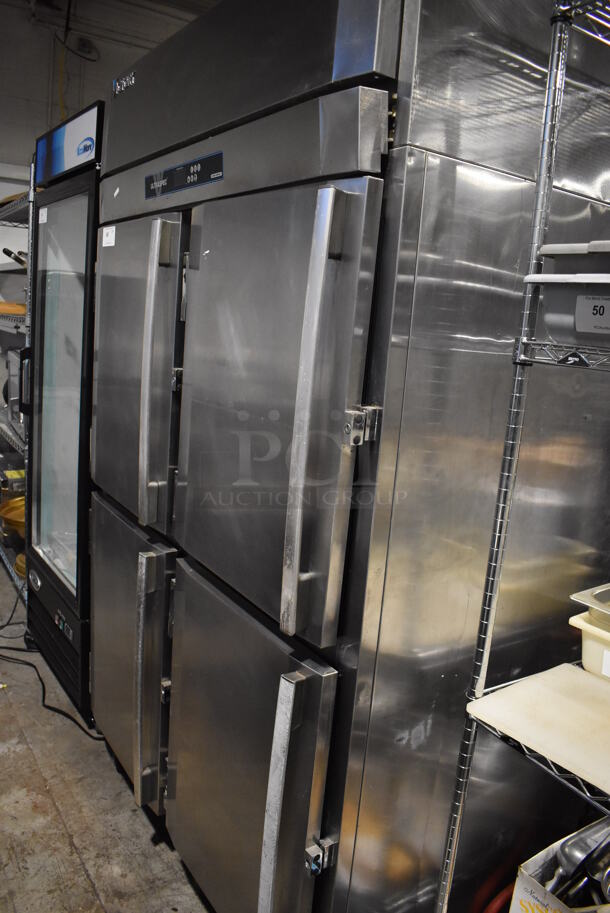 Victory RSA-2D-S1-HD-SPEC27 Stainless Steel Commercial 4 Half Size Door Reach In Cooler on Commercial Casters. 115 Volts, 1 Phase. 52x35x84. Tested and Working! - Image 3 of 7