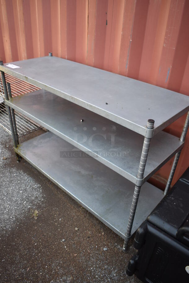 Metal 3 Tier Shelving Unit. BUYER MUST DISMANTLE. PCI CANNOT DISMANTLE FOR SHIPPING. PLEASE CONSIDER FREIGHT CHARGES. 48x18x35 - Image 3 of 3