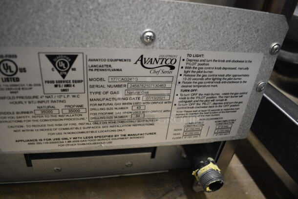 2021 Avantco 177CAG24TG Stainless Steel Commercial Countertop Natural Gas Powered Flat Top Griddle. 24x29x12 - Image 7 of 8