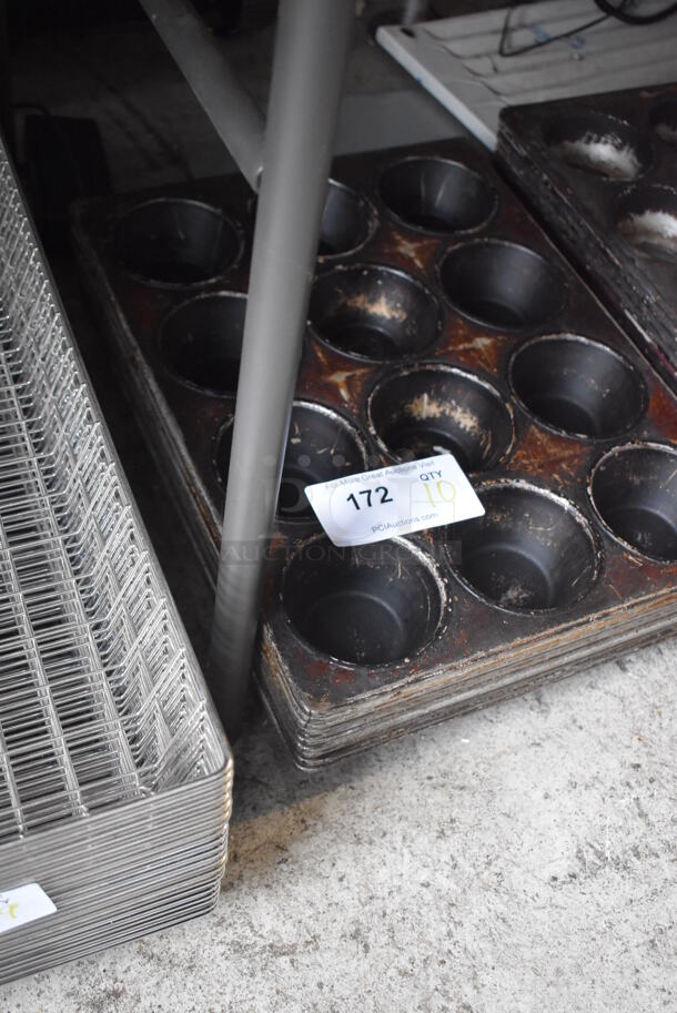 10 Metal 12 Cup Muffin Baking Pans. 10 Times Your Bid! - Image 2 of 3