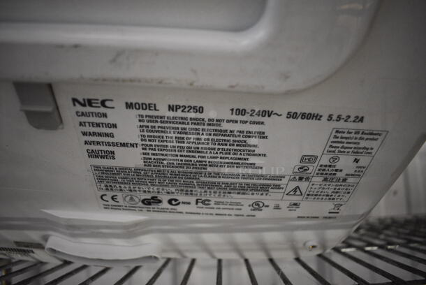 NEC Model NP2250 LCD Projector. 100-240 Volts, 1 Phase. 21x28x8 - Image 4 of 4