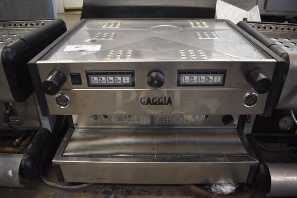 Gaggia XD Stainless Steel Commercial Countertop 2 Group Espresso Machine w/ Steam Wand. 208 Volts, 1 Phase. 24x22x19