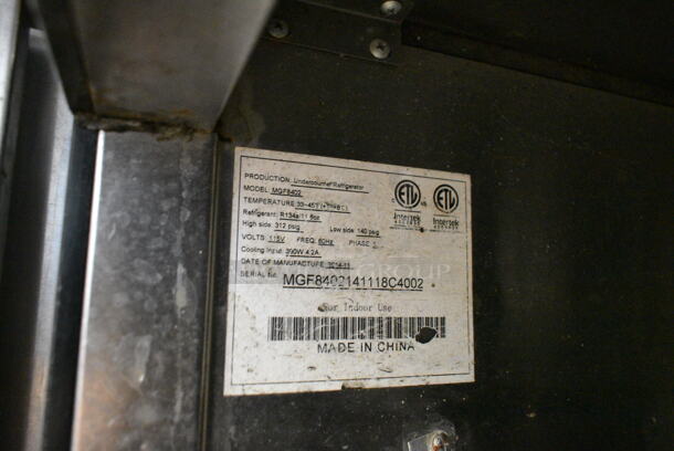 2014 Atosa MGF8402 Stainless Steel Commercial 2 Door Undercounter Cooler on Commercial Casters. 115 Volts, 1 Phase. Tested and Working! - Image 6 of 6