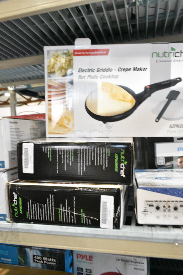10 IN ORIGINAL BOX! Items Including  Pyle PLMRA410BT Elite Series Waterproof 400-watt Marine Class Ab Amp, Pyle PSWP6BK MP3 Player, NutriChef NCGDS19 Home Bar Whiskey Decanter, NutriChef Electric Crepe Maker, 2 Pyle PDA8BUWM Wireless Microphone Power Amplifier. 10 Times Your Bid!  - Image 6 of 8