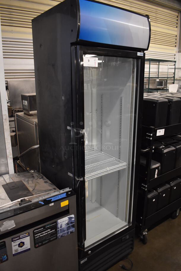 BRAND NEW SCRATCH AND DENT! KoolMore MDR-1GD-13C Metal Commercial Single Door Reach In Cooler Merchandiser w/ Poly Coated Racks. 115 Volts, 1 Phase. 23x24x78. Tested and Working! - Image 3 of 5