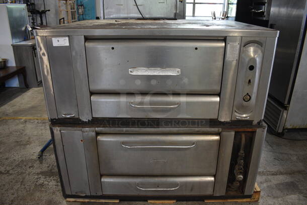 2 Blodgett Model 999 Stainless Steel Commercial Natural Gas Powered Single Deck Pizza Ovens. 60.5x45.5x55. 2 Times Your Bid!