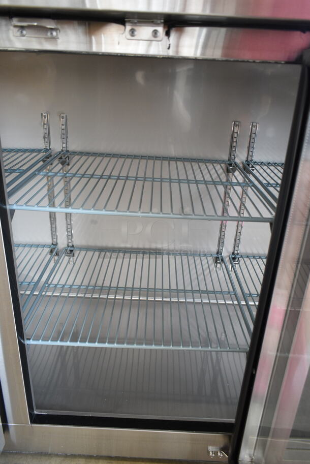 BRAND NEW SCRATCH AND DENT! 2024 Avantco 178UBB72GHCS 73" Stainless Steel Counter Height Narrow Glass Door Back Bar Refrigerator with LED Lighting. 115 Volts, 1 Phase. Tested and Powers On But Does Not Get Cold - Image 5 of 7