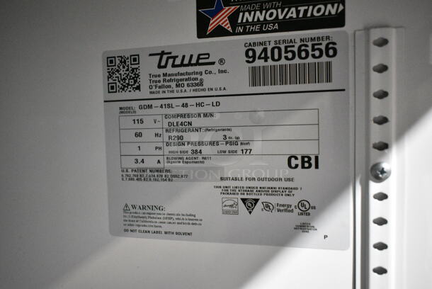 2018 True GDM-41SL-48-HC-LD Metal Commercial 2 Door Reach In Cooler Merchandiser w/ Poly Coated Racks. 115 Volts, 1 Phase. Tested and Working! - Image 5 of 5