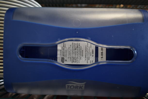 Tork Blue and Clear Poly Napkin Dispenser.  - Image 3 of 3