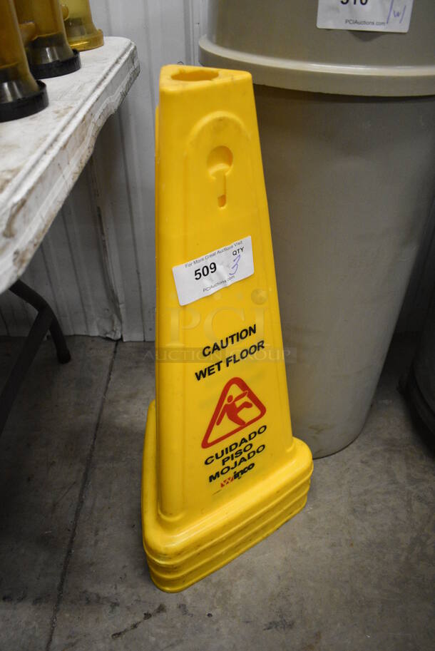 3 Yellow Poly Wet Floor Caution Cones. 13x13x27. 3 Times Your Bid! - Image 2 of 3