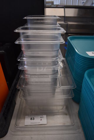 ALL ONE MONEY! Lot of Clear Poly Items; 1/9x4 Drop In Bin, 3 1/6x4 Drop In Bins, 1/3 Size Drop In Bins, 1/2 Size Drop In Bins and 2 Lids
