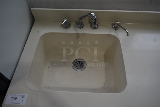 Sink Counter w/ Bay, Faucet, Handles, 2 Doors, 1 Drawer and Wood Pattern Front. - Image 2 of 7