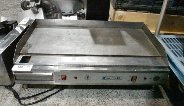 Eurodib SFE04910-240 Stainless Steel Commercial Countertop Electric Powered Flat Top Griddle. 240 Volts, 1 Phase.  - Image 1 of 6