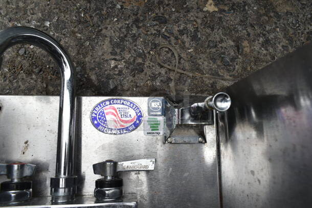 Perlick Stainless Steel Commercial Single Bay Sink w/ Faucet, Handles and Side Splash Guards. Missing 1 Leg.  - Image 5 of 5