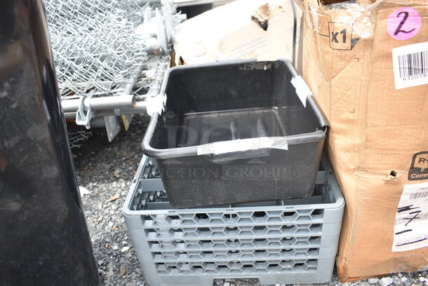 2 Items; Black Poly Bus Bin and Gray Dish Caddy. 2 Times Your Bid!  - Image 2 of 6