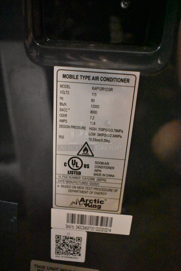 BRAND NEW SCRATCH AND DENT! Arctic King KAP12R1CGR 12,000 BTU Portable Air Conditioner w/ Accessories. 115 Volts, 1 Phase. Tested and Working! - Image 7 of 7