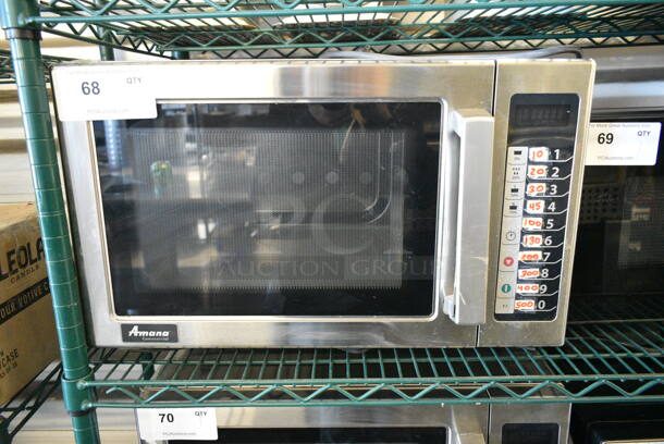 2020 Amana RCS10TS Stainless Steel Commercial Countertop Microwave Oven. 120 Volts, 1 Phase.  - Image 1 of 5