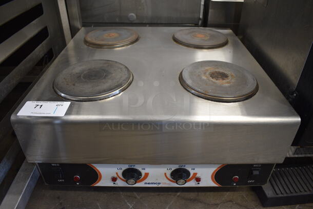 Nemco Stainless Steel Commercial Countertop Electric Powered 4 Burner Hot Plate Range. 208 Volts, 1 Phase. 24x24x14