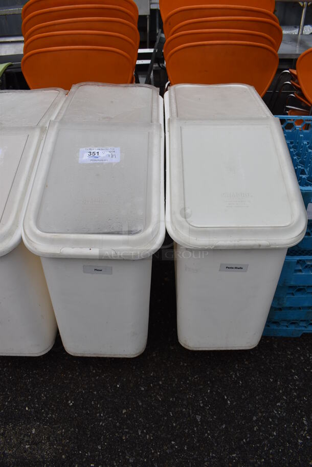 2 Cambro White Poly Ingredient Bins w/ Clear Lid on Commercial Casters. 13x30x30. 2 Times Your Bid! - Image 1 of 5