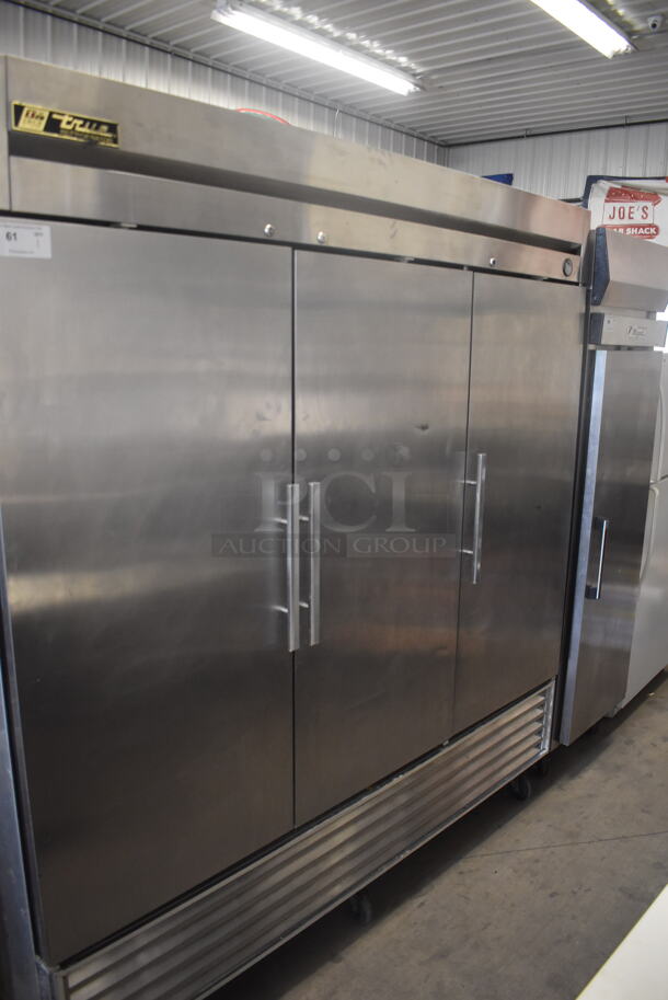 True T-72 3 Door Stainless Steel Cooler w/ Shelves On Commercial Casters. 115 Volt 1 Phase. Tested and Working! - Image 3 of 8