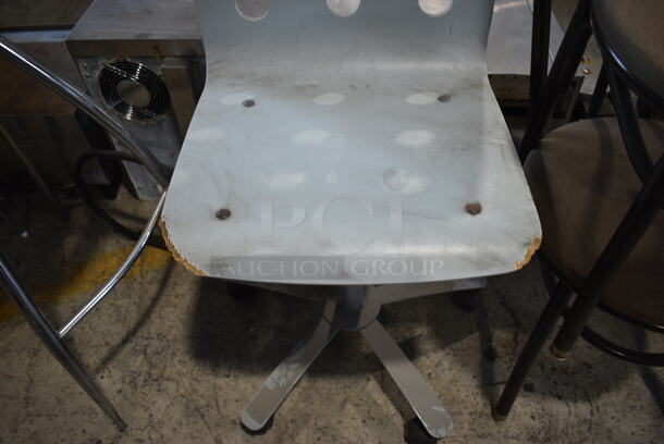 Blue Poly Chair on Casters. 17.5x17.5x36.5 - Image 3 of 4