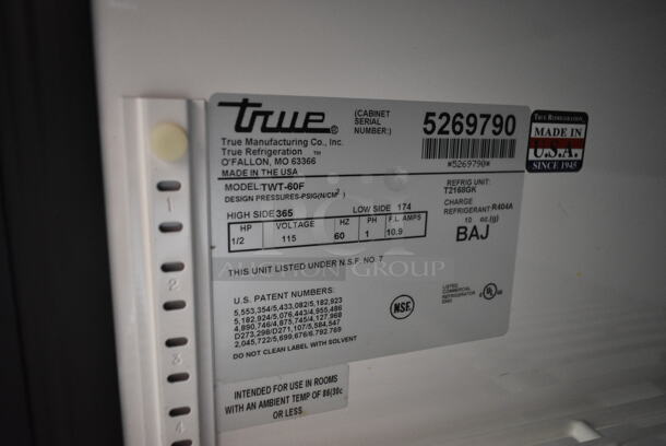 True TWT-60F Stainless Steel Commercial 2 Door Undercounter Freezer on Commercial Casters. 115 Volts, 1 Phase. Tested and Working! - Image 5 of 5