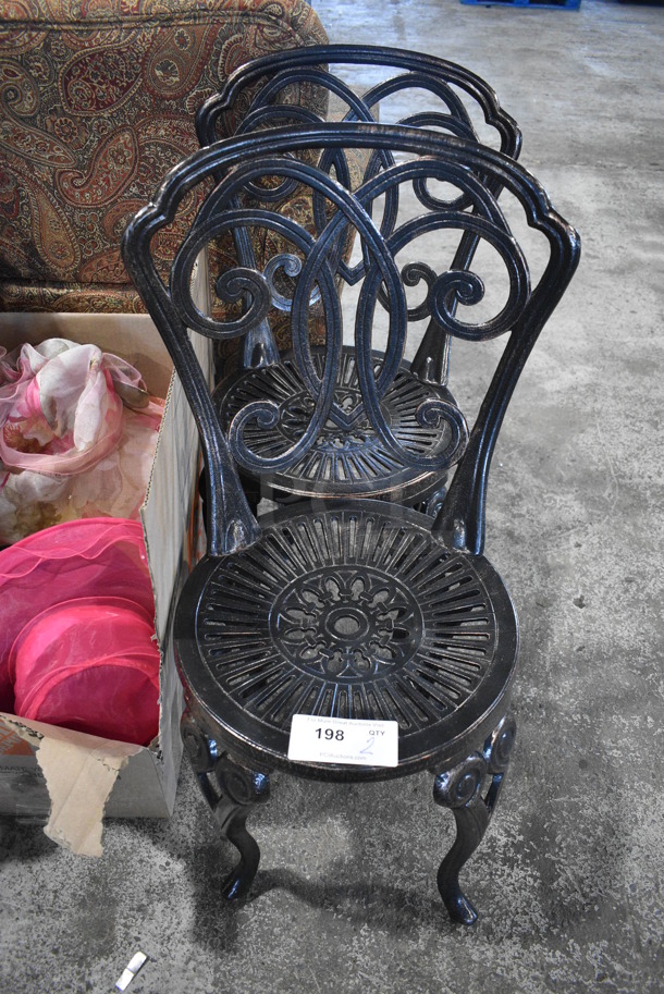 2 Metal Patio Chairs. 17.5x16x35. 2 Times Your Bid!