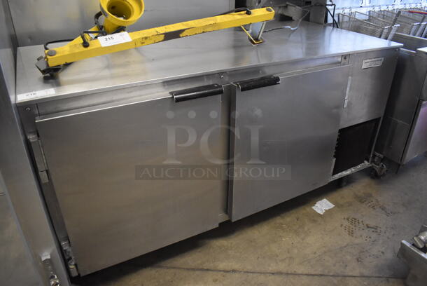 Beverage Air Stainless Steel Commercial 2 Door Undecounter Cooler on Commercial Casters. 115 Volts, 1 Phase. 67x33x34. Cannot Test Due To Cut Power Cord - Image 1 of 5