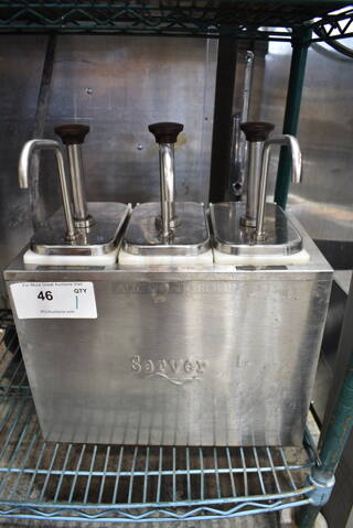 Server Stainless Steel Commercial Countertop Condiment Rail w/ 3 Drop Ins and 3 Pumps