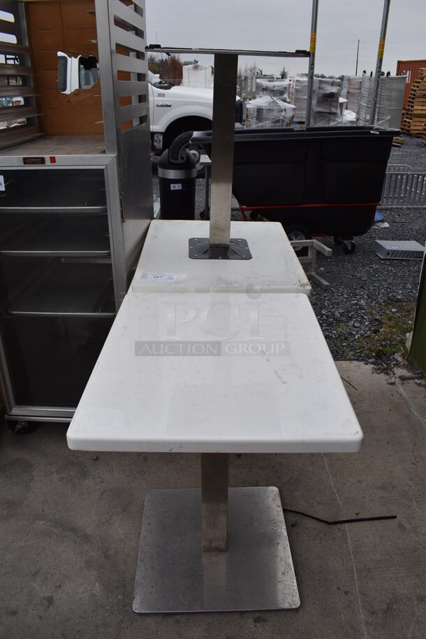 3 White Tables on Chrome Finish Metal Table Base. 24x30x30. 3 Times Your Bid!