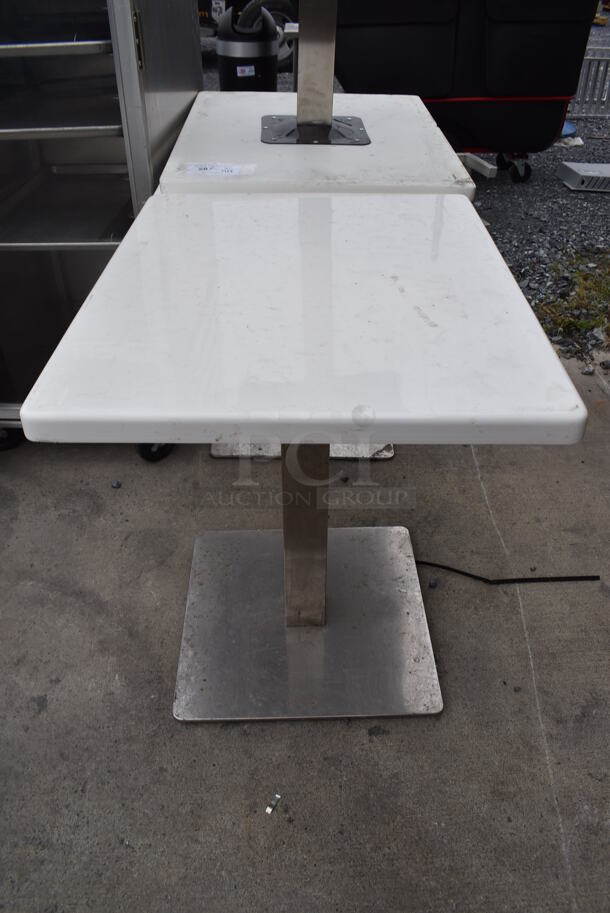 3 White Tables on Chrome Finish Metal Table Base. 24x30x30. 3 Times Your Bid! - Image 4 of 5