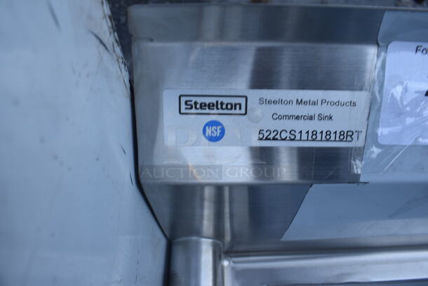 BRAND NEW SCRATCH AND DENT! Steelton 522CS1181818RT Stainless Steel Commercial Single Bay Sink w/ Right Side Drain Board. No Legs. 39x24x23. Bay 18x18x12. Drain Board 16x20x1 - Image 5 of 5