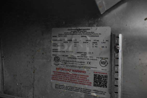 2018 Continental SW72-30M Stainless Steel Commercial Prep Table. 115 Volts, 1 Phase. Tested and Working! - Image 7 of 7
