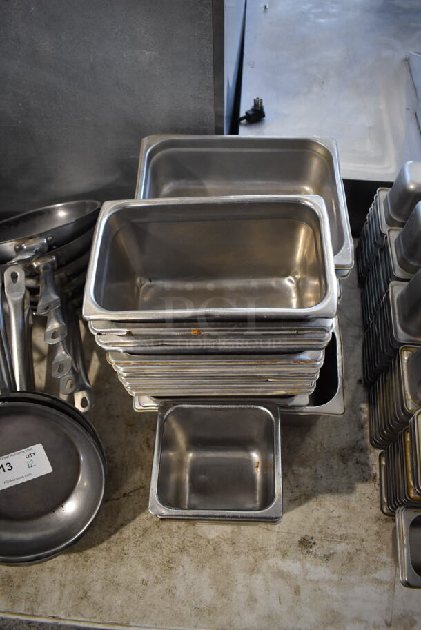 ALL ONE MONEY! Lot of 21 Various Stainless Steel Drop In Bins. 1/6x6, 1/3x6, 1/4x6, 1/2x4 - Image 2 of 5