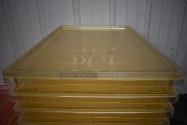ALL ONE MONEY! Lot of 14 Amber Colored Poly Bins w/ 1 Lid. 18x26x6 - Image 2 of 3