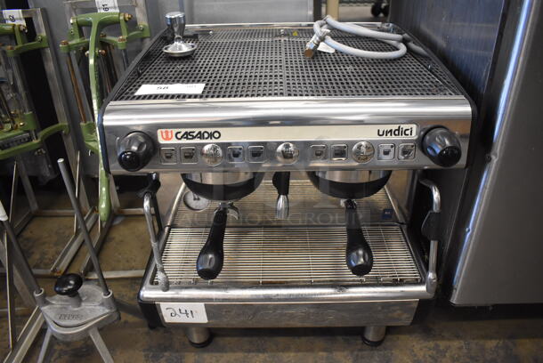 Undici Casadio Stainless Steel Commercial Countertop 2 Group Espresso Machine w/ 2 Portafilters and 2 Steam Wands. 208 Volts, 1 Phase. 21x22x24 - Image 1 of 6